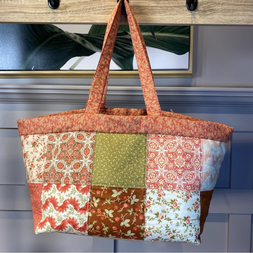 Handmade Cotton fabric Patchwork Cottagecore Canvas Tote Bag